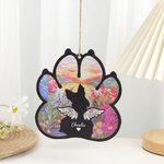 Personalised Dog Silhouette Paw Shape Window Hanging Suncatcher Christmas Ornament with Names Sympathy Memorial Remembrance Gift for Dog Lovers