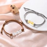 Personalizada 1-6 patas Minimalista Ajustable Encerado Cuerda Pulsera con Nombre Grabado Mujeres Joyería Cumpleaños Memorial Gift for Pet Owners Lovers