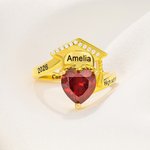 Spersonalizowany pierścionek Zircon Grad Cap Heart Birthstone Ring z wygrawerowanym imieniem i nazwiskiem Dainty Jewelry Urodzinowy prezent dla absolwentek