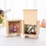 Personalisierte Freches Gesicht mürrische Tiere Holz klar Spardose Sparschwein mit Namen Schreibtisch Dekor Geburtstag Kindertag Geschenk für Kinder