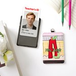 Henkilökohtainen Kynä Apple PU Nahka ID Badge haltija Initial ja nimi Takaisin kouluun Opettajan päivä arvostus lahja opettajalle