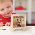 Personalisierte Freches Gesicht mürrische Tiere Holz klar Spardose Sparschwein mit Namen Schreibtisch Dekor Geburtstag Kindertag Geschenk für Kinder