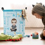 Cesto para la ropa sucia con nombre y asa Personalizado Personaje de dibujos animados Nube de palabras Impermeable Regalo de cumpleaños para niños 4