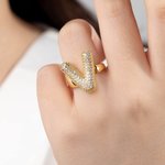 Personalized Bubble Initial Ring with Zircon Cute Jewellery Mother's Day Anniversary Birthday Gift for Women