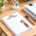 Personalised Love Band-Aid Cartoon Character Notepad with Name Stationery Supplies Nurses Day Birthday Gift for Nurses Doctors