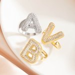 Personalized Bubble Initial Ring with Zircon Cute Jewellery Mother's Day Anniversary Birthday Gift for Women