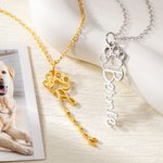 Personalisierte niedlichen Hund Pfote Halskette mit Namen zierlichen Schmuck Jahrestag Geburtstag Geschenk für Frauen Tierliebhaber