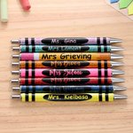 Personalised Glitter Crayon Ball-Point Pens with Name Set of 2 Back to School Appreciation Gift for Teacher