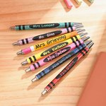 Personalised Glitter Crayon Ball-Point Pens with Name Set of 2 Back to School Appreciation Gift for Teacher