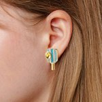 Personalizada Piedra de nacimiento Rosa Azul Rayado Pickleball Paddle Esmalte Stud Pendientes Dainty Joyería Cumpleaños Deportes Game Day Regalo para las mujeres