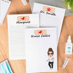 Personalised Love Band-Aid Cartoon Character Notepad with Name Stationery Supplies Nurses Day Birthday Gift for Nurses Doctors