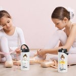 Personalisierte Cartoon Ballett Mädchen Name 15 oz Lebensmittelqualität Edelstahl Wasserflasche mit Stroh Tanz-Team Geburtstagsgeschenk für Ballerina Mädchen
