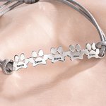 Personalizada 1-6 patas Minimalista Ajustable Encerado Cuerda Pulsera con Nombre Grabado Mujeres Joyería Cumpleaños Memorial Gift for Pet Owners Lovers