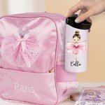 Personalisierte Cartoon Ballett Mädchen Name 15 oz Lebensmittelqualität Edelstahl Wasserflasche mit Stroh Tanz-Team Geburtstagsgeschenk für Ballerina Mädchen