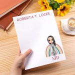 Personalised Cartoon Doctor Nurse Rainbow Notepad with 40/80 Pages Name and Occupation Nurse Week Appreciation Gift for Doctor Nurse Medical Staff