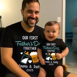 Vêtements Assortis Papa Bébé T-Shirt de Famille Personnalisé avec Nom Cadeau de fête des pères pour bébé et hommes
