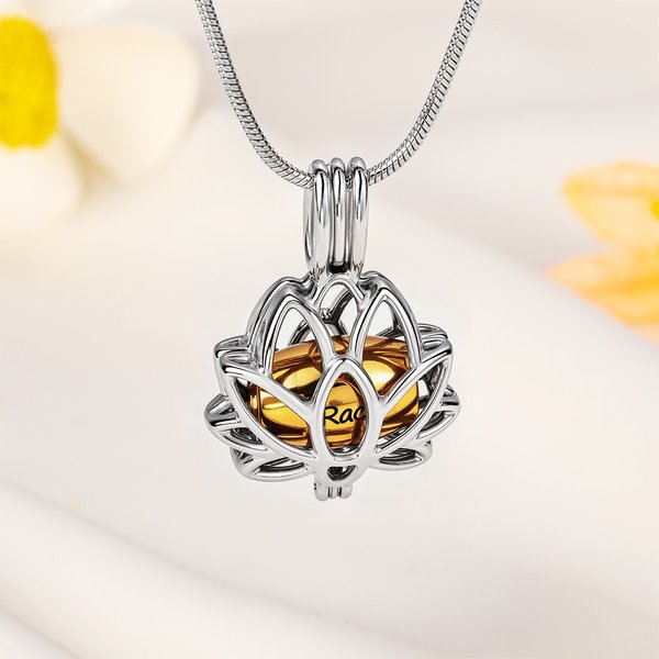 Flor de loto personalizada con mini urna de cenizas Collar de cremación Regalo conmemorativo de simpatía por la pérdida de un ser querido