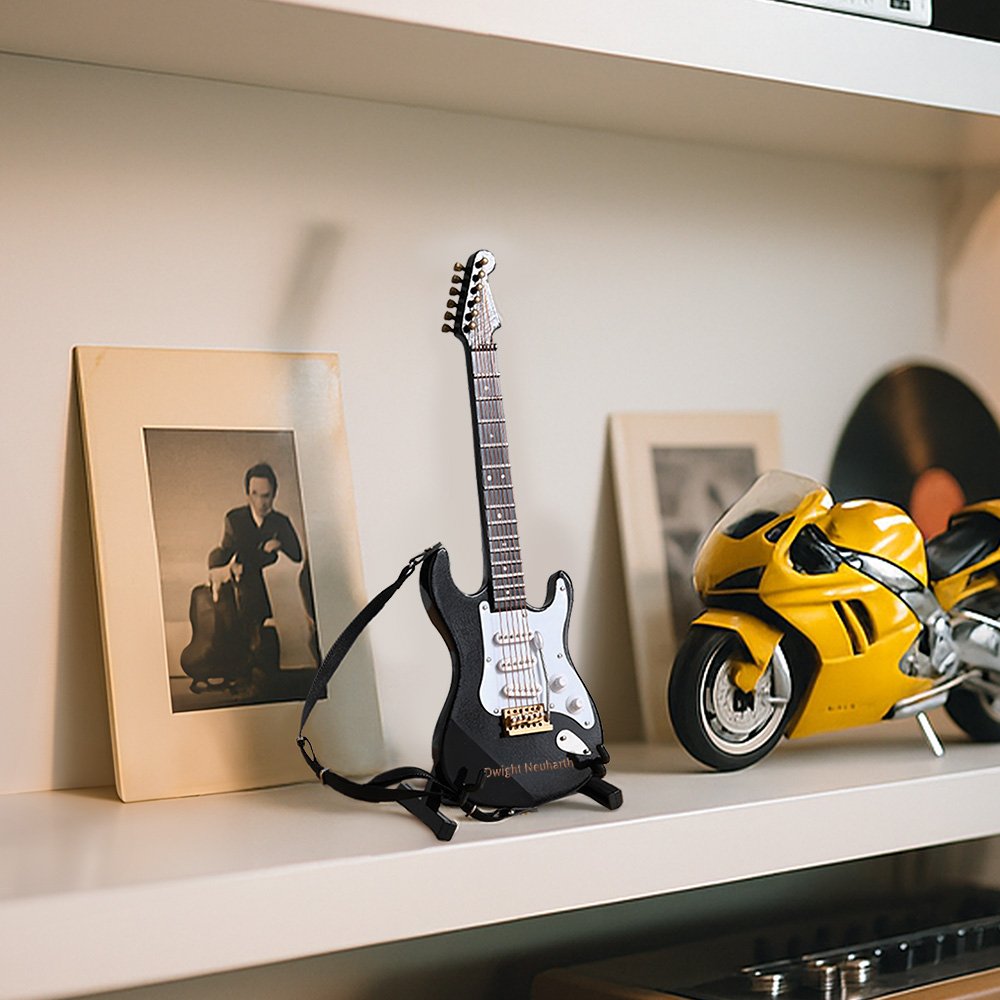 Personalized Multicolour Mini Guitar with Strap Display Ornament with Engraved Name Case Home Decor Birthday Gift for Guitarist Music Lover 4