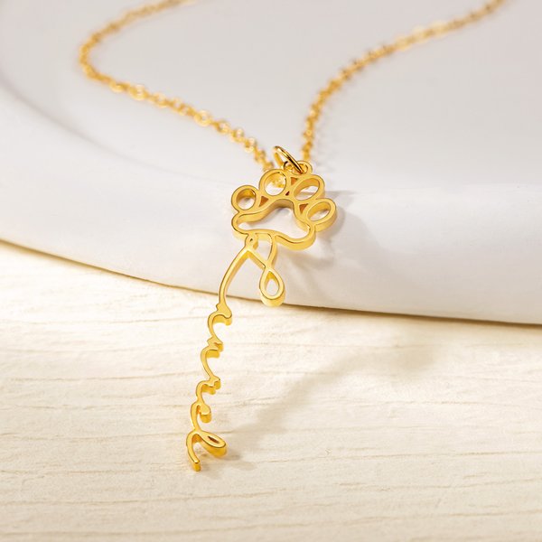 Personalisierte niedlichen Hund Pfote Halskette mit Namen zierlichen Schmuck Jahrestag Geburtstag Geschenk für Frauen Tierliebhaber