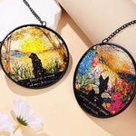 Personalized Dog Silhouette Stained Glass Suncatcher Ornament Home Decor Dog Loss Memorial Gift for Dog Lover