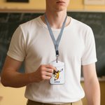 Gepersonaliseerde leuke cartoon potlood PU lederen ID badge houder met naam en sleutelkoord Office terug naar school Teacher's Day Gift voor leraar vriend