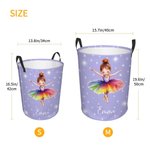 Cesto grande impermeable personalizado con nombre y asa para la ropa sucia de una bailarina de dibujos animados Regalo de cumpleaños para los amantes del ballet