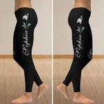 Personalised Birth Flower Stretchy Leggings Yoga Pants with Name Daily Sports Accessories Birthday Gift for  Women Yoga Lovers