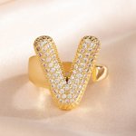 Personalized Bubble Initial Ring with Zircon Cute Jewellery Mother's Day Anniversary Birthday Gift for Women