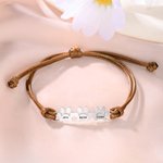 Personalizada 1-6 patas Minimalista Ajustable Encerado Cuerda Pulsera con Nombre Grabado Mujeres Joyería Cumpleaños Memorial Gift for Pet Owners Lovers