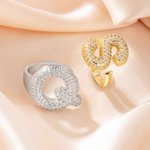 Personalized Bubble Initial Ring with Zircon Cute Jewellery Mother's Day Anniversary Birthday Gift for Women