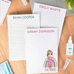 Personalised Cartoon Doctor Nurse Rainbow Notepad with 40/80 Pages Name and Occupation Nurse Week Appreciation Gift for Doctor Nurse Medical Staff