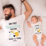 Vêtements Assortis Papa Bébé T-Shirt de Famille Personnalisé avec Nom Cadeau de fête des pères pour bébé et hommes