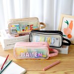 Personalized Cute Large Mesh Pencil Case With Two Compartments and Name School Supplies Back to School Gift for Boys Girls