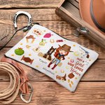 Personalized Cartoon Horse and Cowboy Girl Makeup Bag with Name and Wristlet Travel Accessories Horse Racing Birthday Gift for Women Horse Lovers