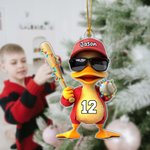 Personalised Funny Duck Acrylic Ornament with Name and Number Home Decor Birthday Gift for Baseball Softball Lovers