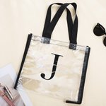 Personalised Clear Waterproof Name Initial Unisex Tote Bags Large Capacity Stadium Bags Birthday Christmas Gift for Friends