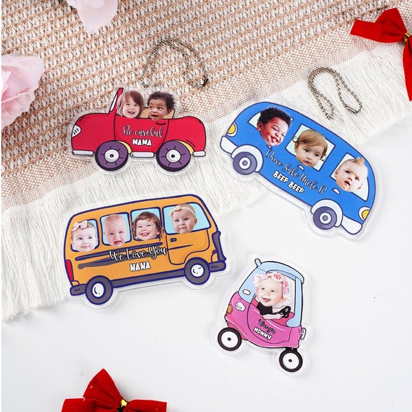 Aimant Voiture ou Réfrigérateur Personnalisé avec 1 à 4 Visage d’Enfant et Texte Cadeau Anniversaire Amusant pour Famille ou Amis