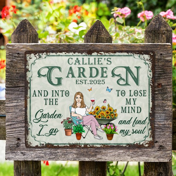 Gepersonaliseerd Retro Tuin Cartoon Karakter Metalen Bord met Naam en Datum Tuin Decor Housewarming Verjaardagscadeau voor Mamma Oma Familie Vrienden
