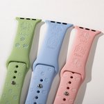 Personalized 1 - 3 Dogs and Paws Silicone Apple Watch Band with Engraved Name Birthday Anniversary Gift for Dog Lovers
