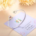 Braccialetto regolabile personalizzato con doppia pietra di nascita e testo inciso, regalo di compleanno e festa della mamma per la nonna e la nipote
