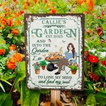 Panneau en métal personnalisé avec nom et date Décoration de jardin pendaison de crémaillère Cadeau d'anniversaire pour maman grand-mère amateurs de jardinage