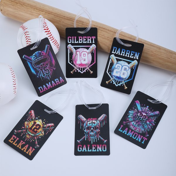 Spersonalizowana przywieszka do torby baseballowej z imieniem i numerem Akcesoria podróżne Organizacja drużyny Prezent urodzinowy dla baseballisty
