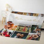 Couverture Douce Personnalisée avec 12 Photos et Texte Cadeau d'Anniversaire Noël pour Famille Ami