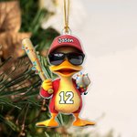 Personalised Funny Duck Acrylic Ornament with Name and Number Home Decor Birthday Gift for Baseball Softball Lovers