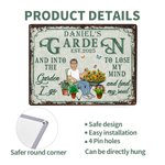 Gepersonaliseerd Retro Tuin Cartoon Karakter Metalen Bord met Naam en Datum Tuin Decor Housewarming Verjaardagscadeau voor Mamma Oma Familie Vrienden
