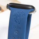 Personalized 1 - 3 Dogs and Paws Silicone Apple Watch Band with Engraved Name Birthday Anniversary Gift for Dog Lovers
