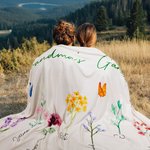 Personalized Family Watercolor Flowers Fleece Blanket Christmas Day Mother's Day Gift for Mother Grandmother