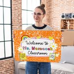 Personalized Multicolor Pencil Rainbow Welcome to Classroom Non-Slip Doormat with Text Teacher's Day Back to School Gift for Teacher