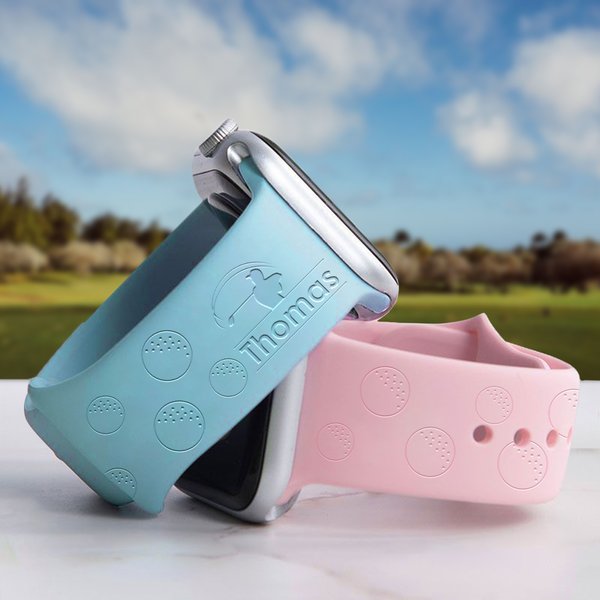 Personalised Golf Theme Silicone Multicolour Watch Band for Apple with Engraved Name Birthday Thanksgiving Gift for Golf Palyers Golf Coach
