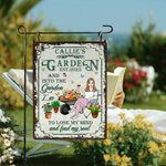 Panneau en métal personnalisé avec nom et date Décoration de jardin pendaison de crémaillère Cadeau d'anniversaire pour maman grand-mère amateurs de jardinage
